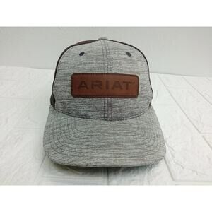 Ariat Mens Box Logo Patch Flex Fit Cap Hat Gray/Black Size S/M